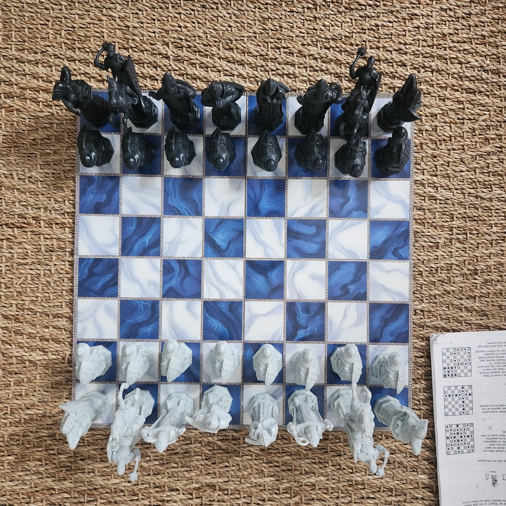 Blue and White Chess Set
